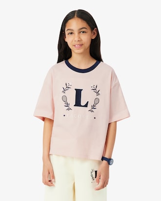 T-shirt coton badge contrast&eacute;