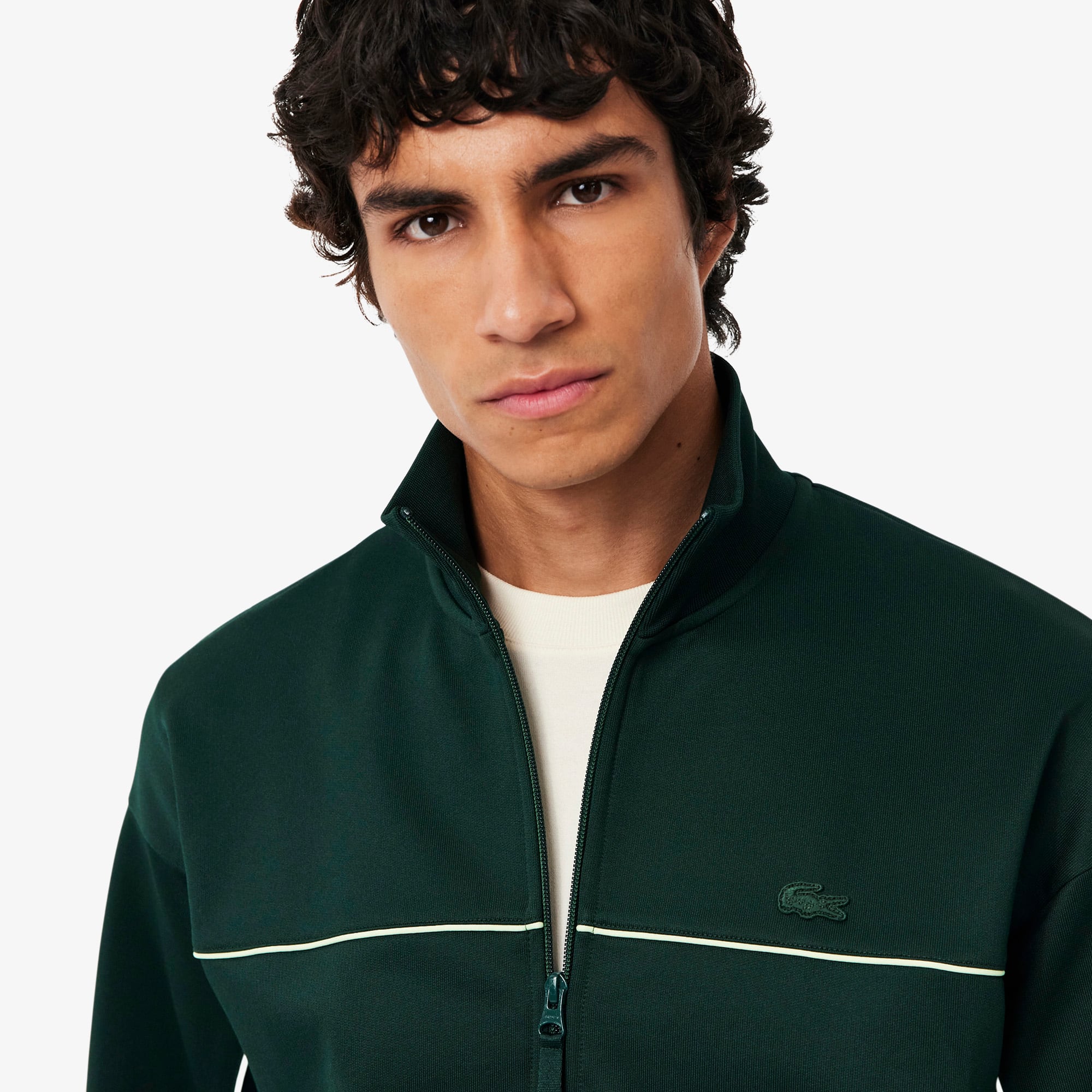 Men's Satin Effect Zip-Up Fleece Sweatshirt - Sweaters