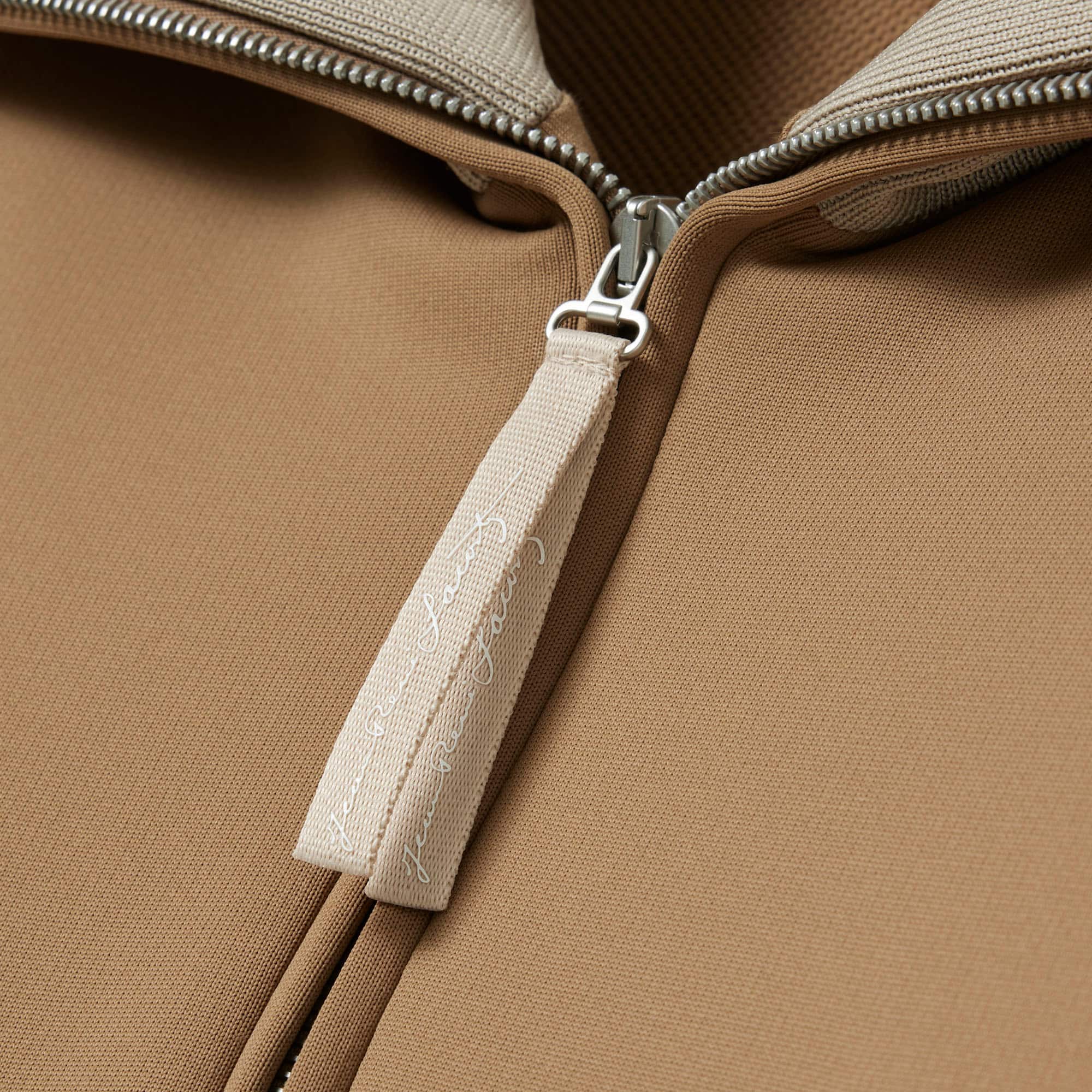 Runway High Neck Zipped Badge Accent Sweatshirt