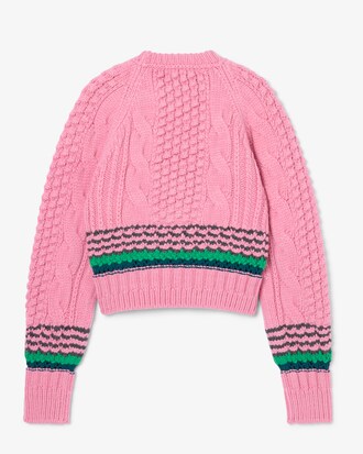 Runway Striped Textured Wool Sweater