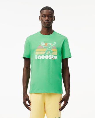 Men's Washed Effect Tennis Print T-Shirt