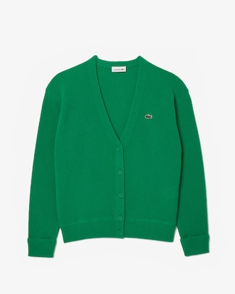 Women's Relaxed Fit V-Neck Wool Cardigan