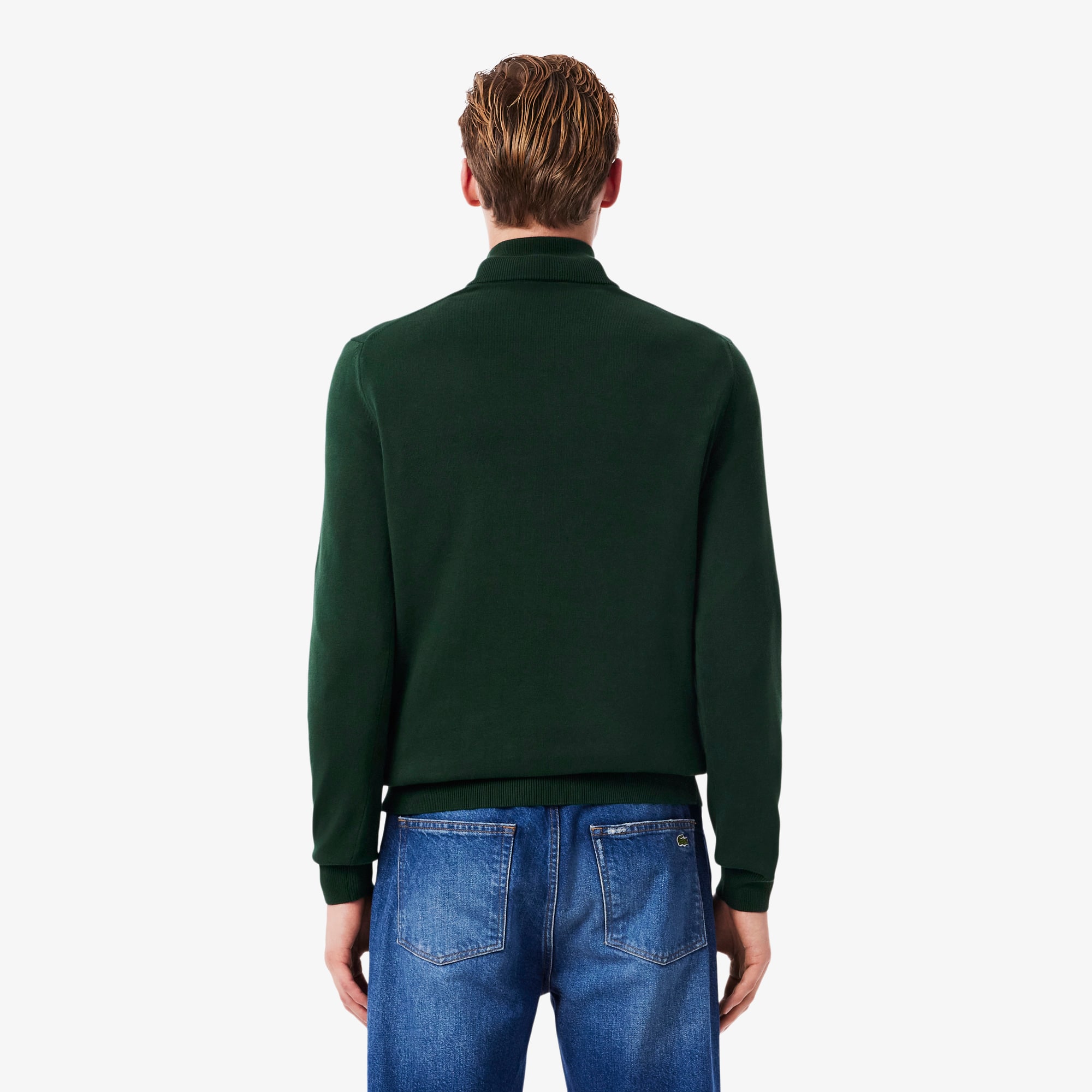 Men's Zip-Up High-Neck Cotton Sweater - Sweaters & Sweatshirts