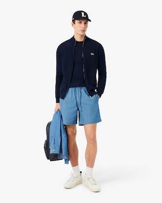 Men's Zip-Up High-Neck Cotton Sweater