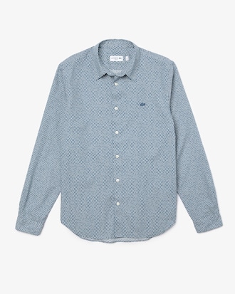 Men's Slim Fit Tennis Ball Pattern Cotton Poplin Shirt