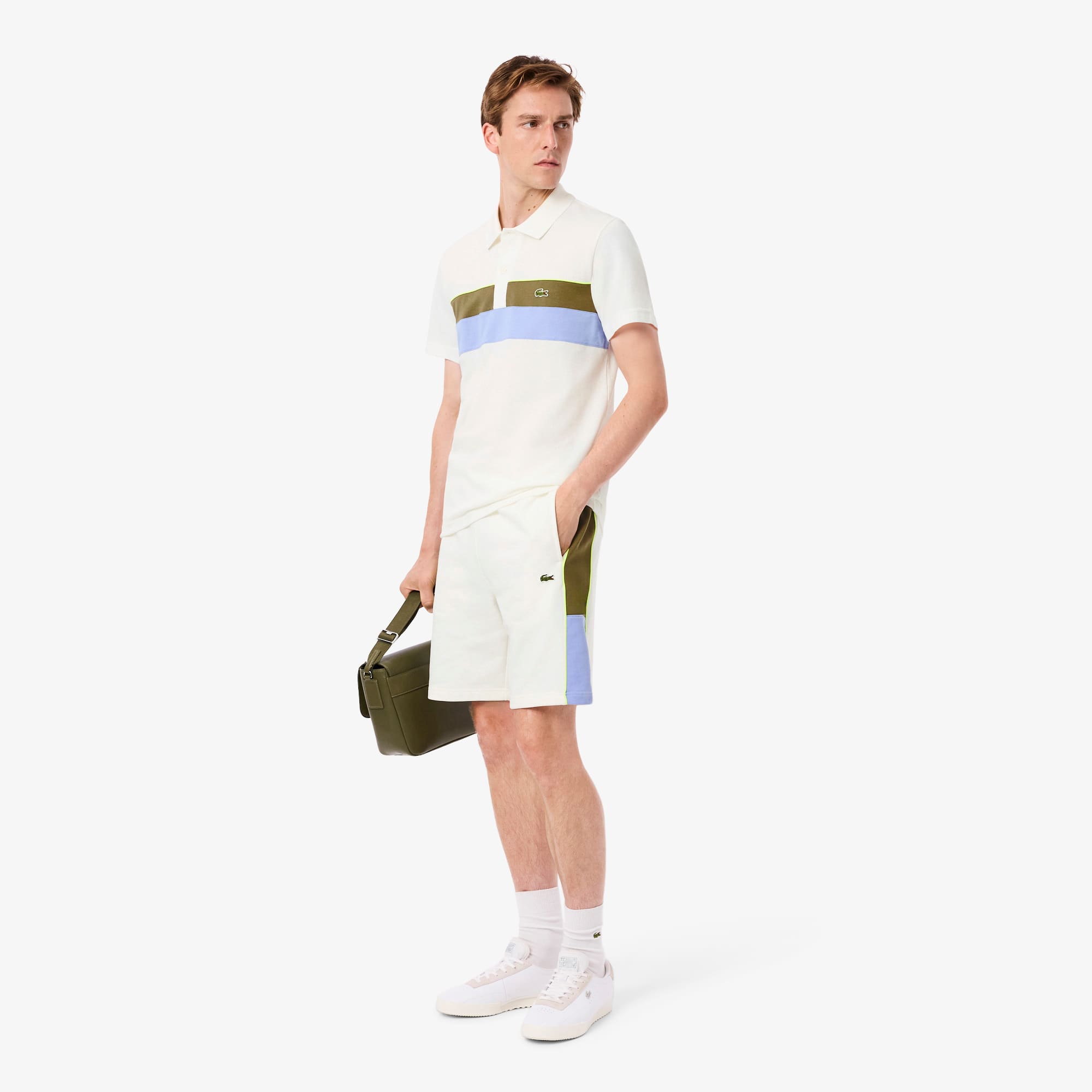 Lacoste Men's Colorblock Fleece Shorts - 4xl - 9 In White