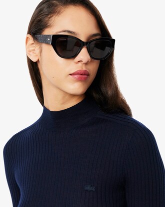 Women's High-Neck Ribbed Knit Merino Wool Sweater