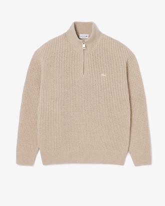 Wool High Zip Neck Sweater