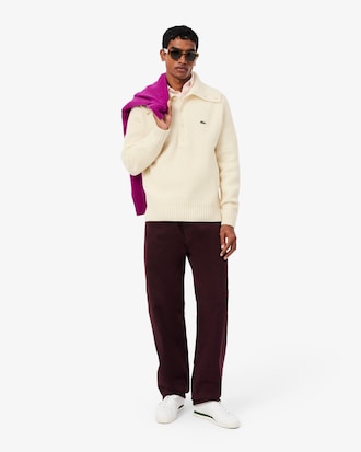 High Neck Pearl Rib Knit Sweater