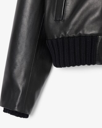 Runway High Ribbed Neck Leather Jacket