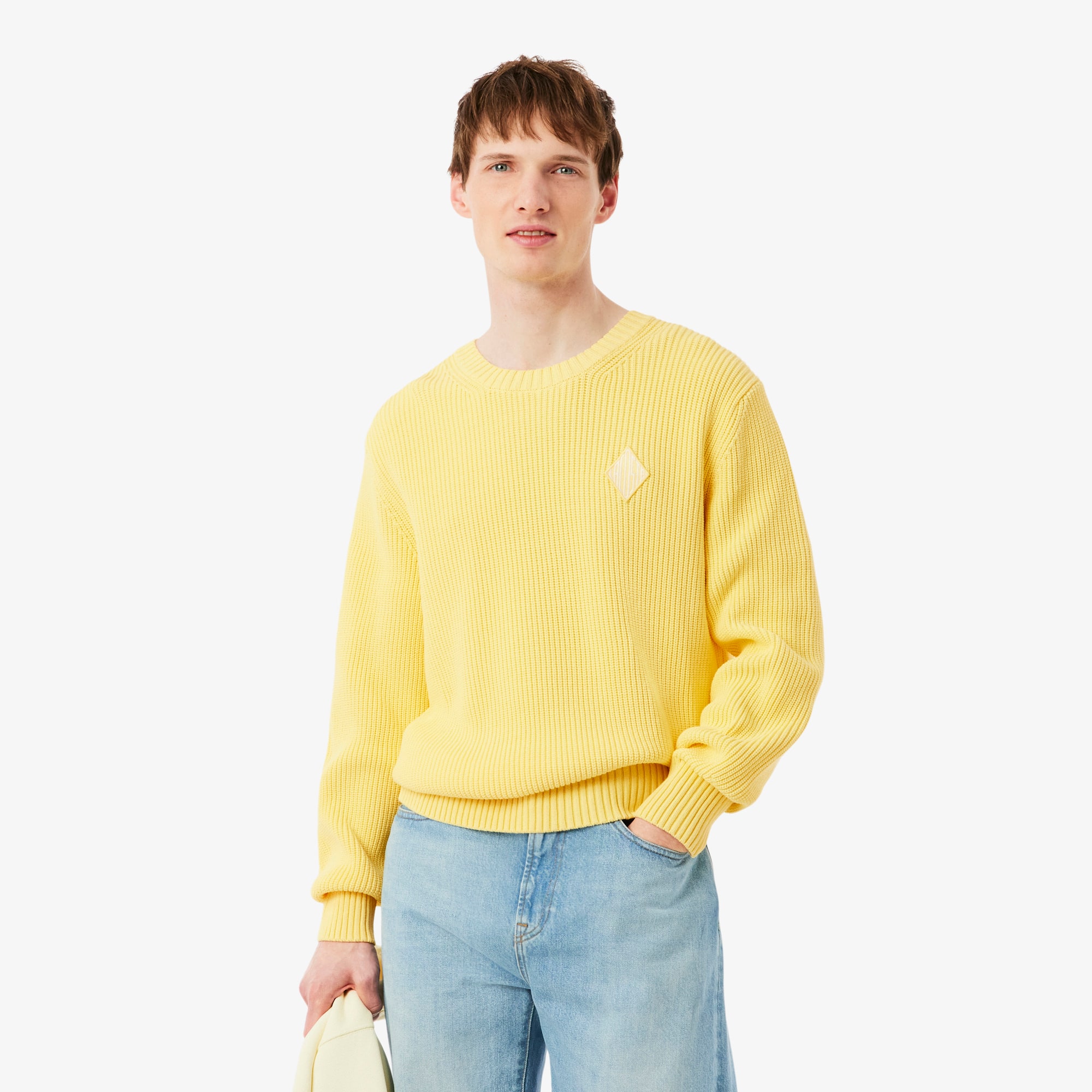 Lacoste Pearl Rib Knit Badge Accent Sweater