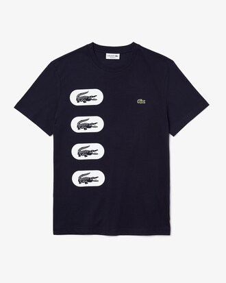 Men's Crew Neck Crocodile-Print Cotton T-shirt