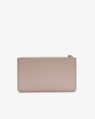 Pochette zipp&eacute;e Croco Crew en cuir grain&eacute;