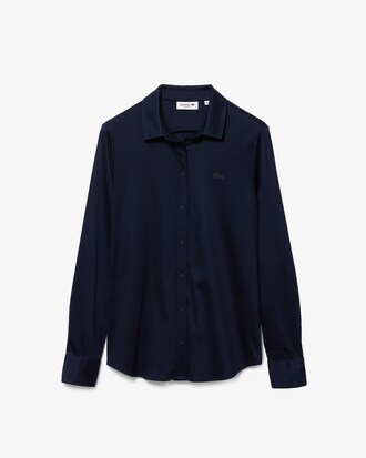 Polo Lacoste para mujer en algod&oacute;n pima estilo camisa holgada