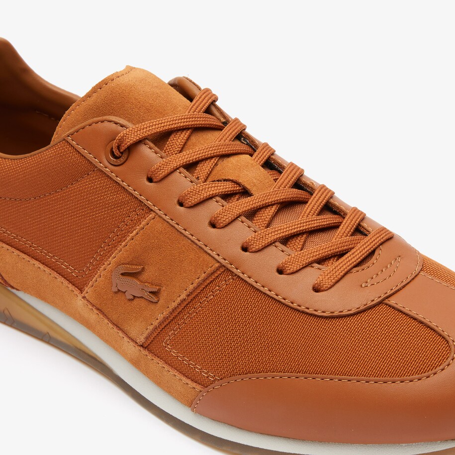 men's lacoste angular textile and leather sneakers