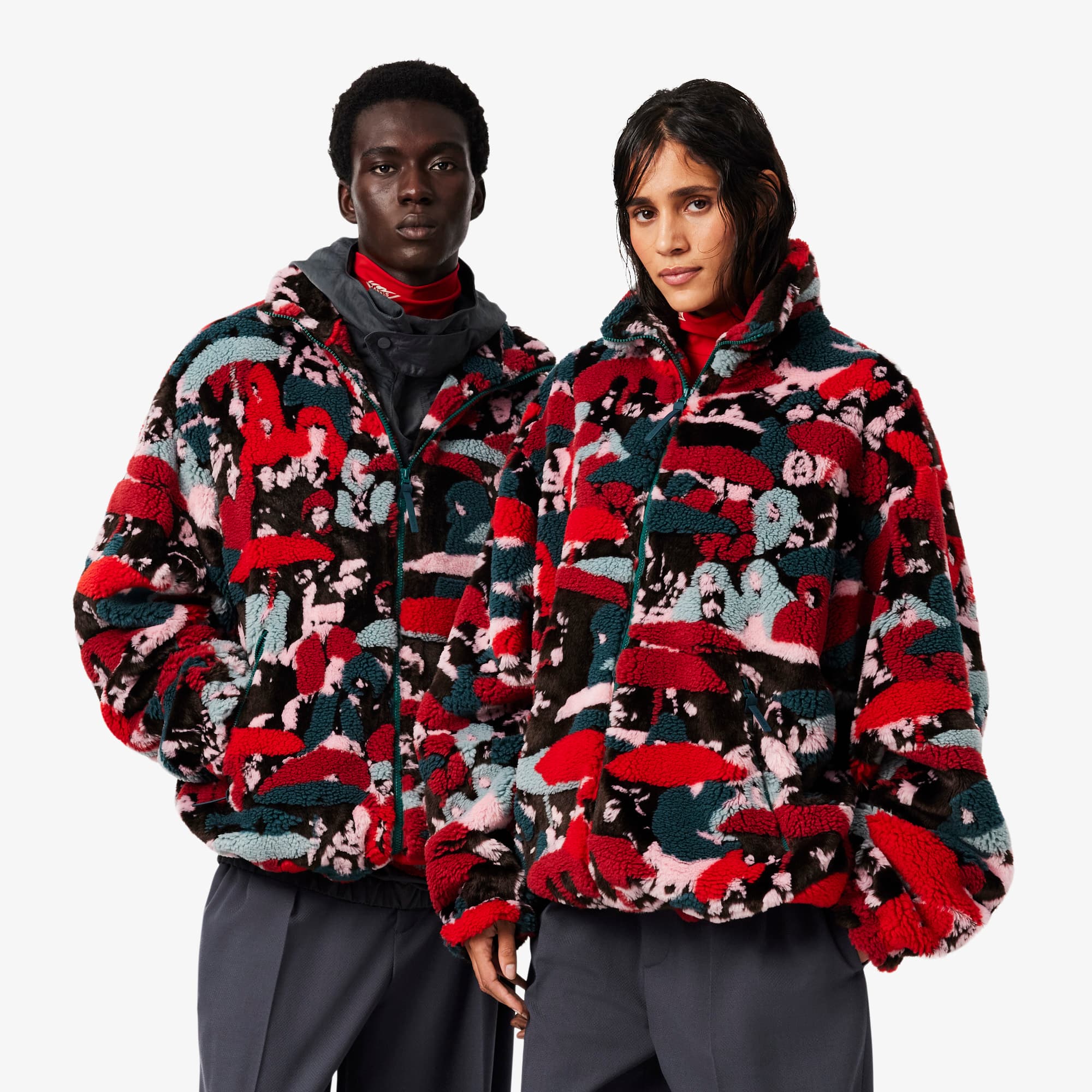 Lacoste Runway Jacquard Sherpa Jacket - M In Multi