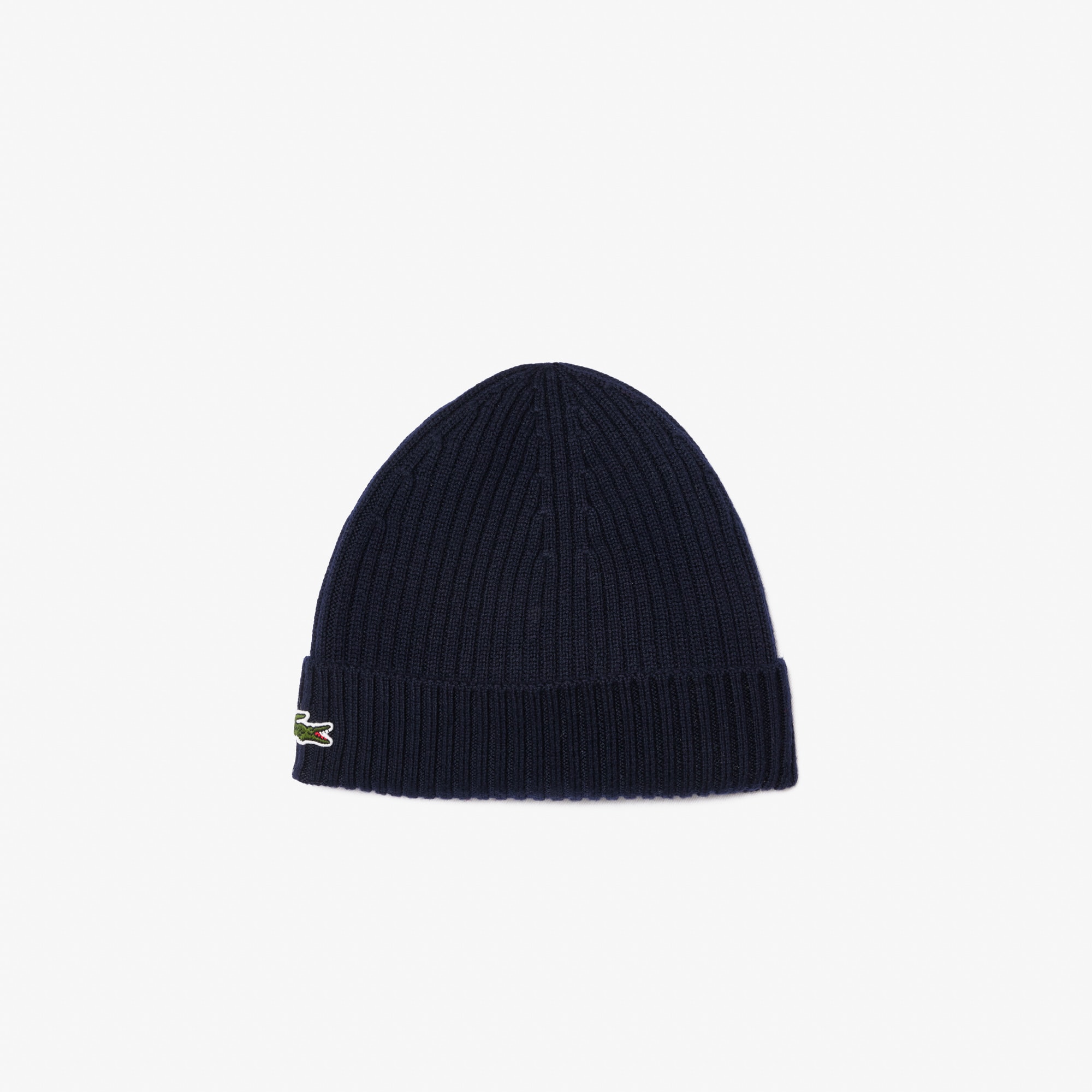 Lacoste Gorro de Lana Cepillada de Tejido Acanalado Azul