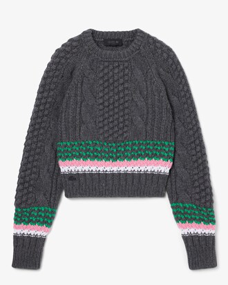 Runway Striped Textured Wool Sweater