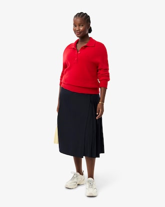 Women's Pleated Wool Midi Wrap Skirt