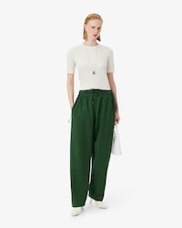Runway Mixed Fabric Wool Pants