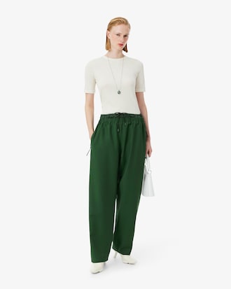 Runway Mixed Fabric Wool Pants