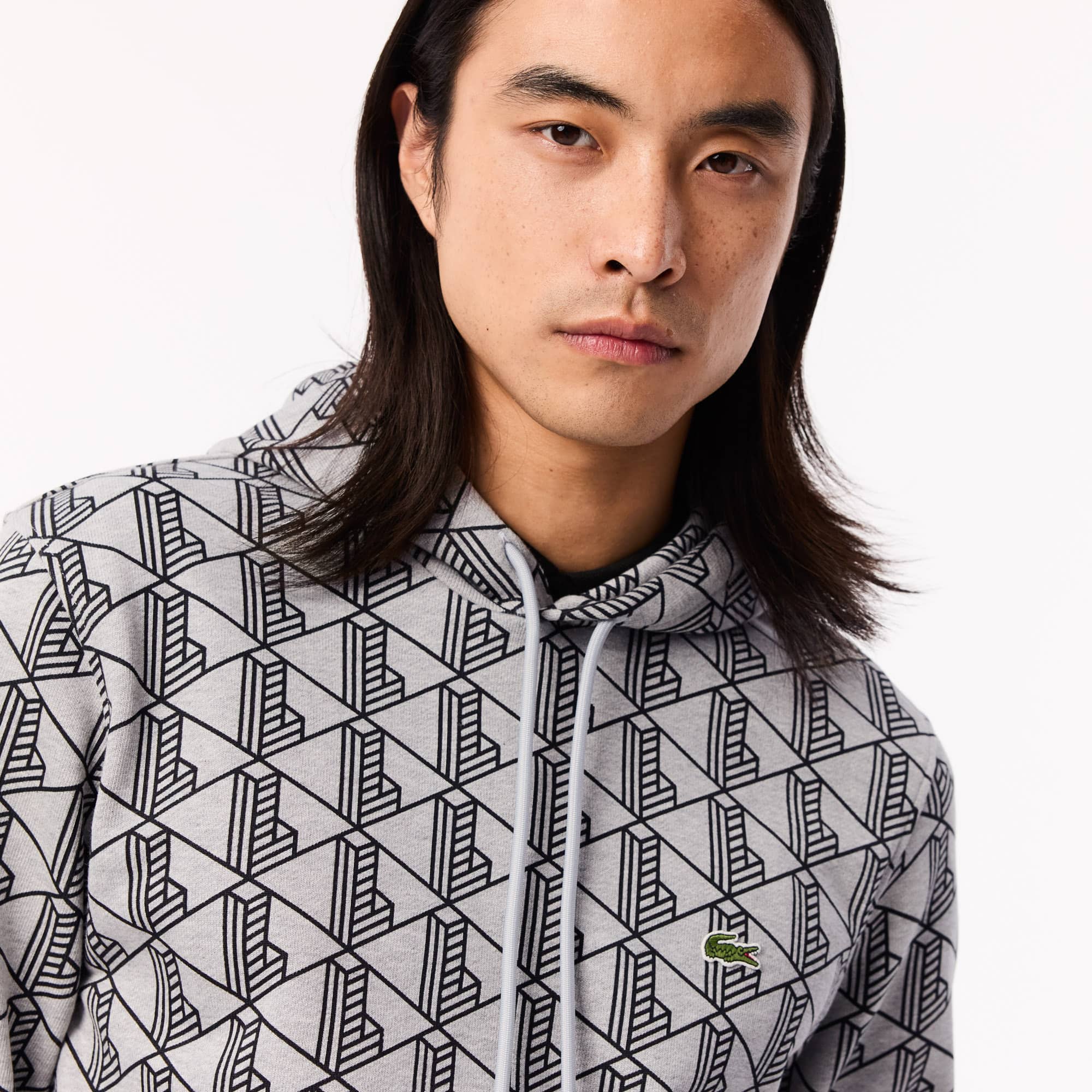 Lacoste モノクラムフリスフティ SH2855 80P Men's Monogram Fleece Hoodie - Sweaters & Sweatshirts - New