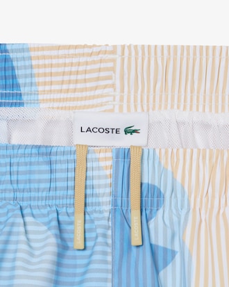 Mid Length Striped Swim Trunks