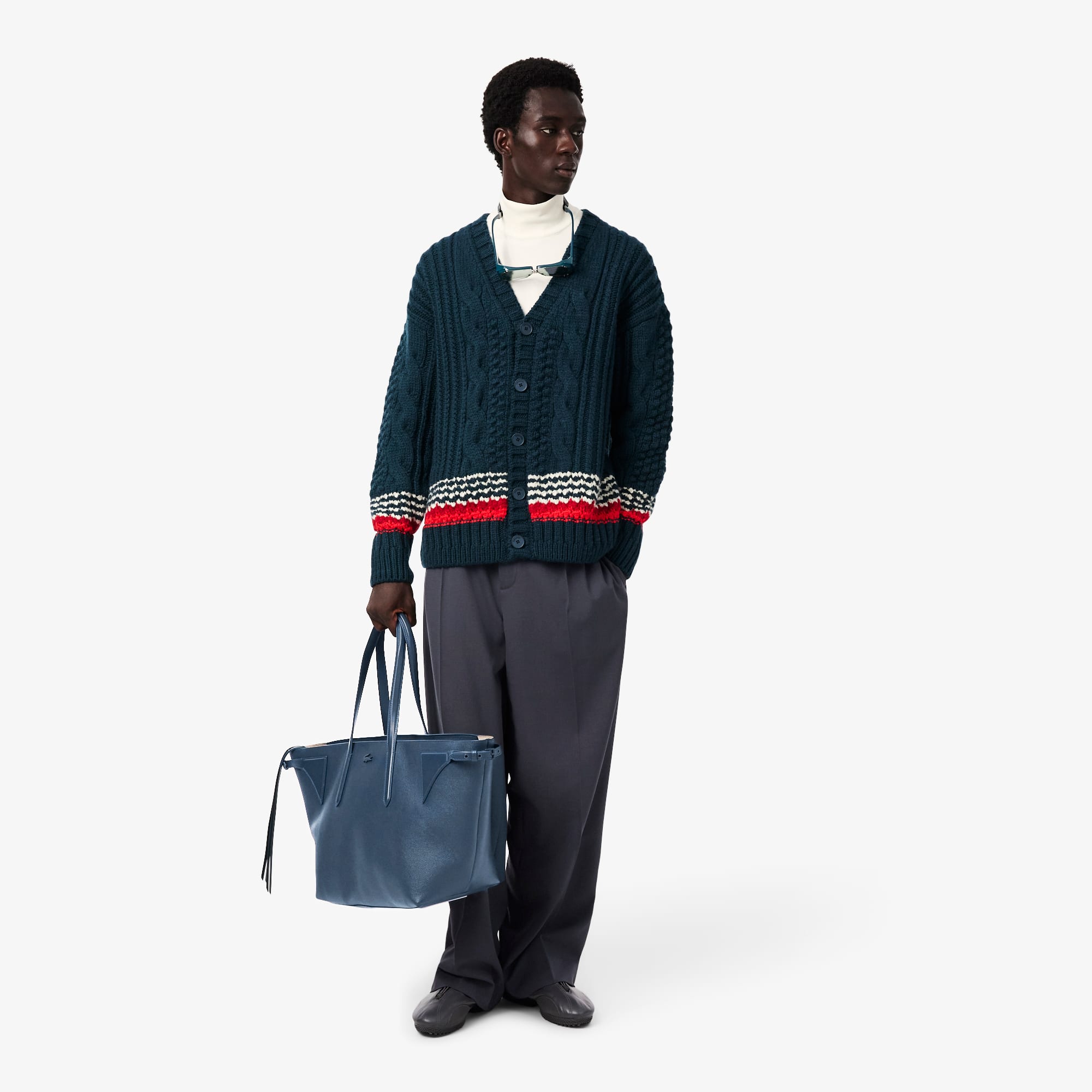 Runway Textured Stripe Wool Cardigan - Sweaters & Sweatshirts
