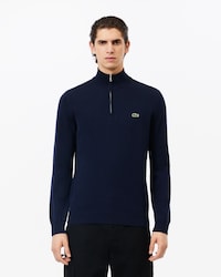 Men's Zip-Up High-Neck Cotton Sweater