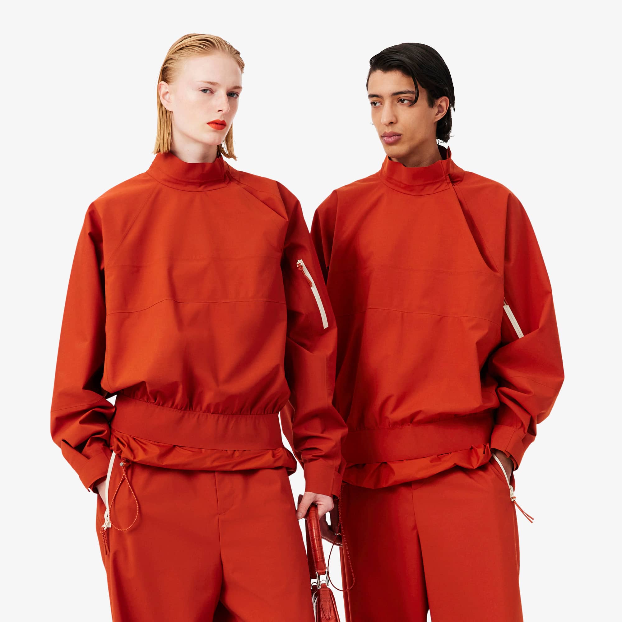 Lacoste Runway Technical Taffeta Popover Jacket - S/m In Orange