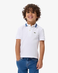Stripe Collar Petit Piqu&eacute; Polo Shirt