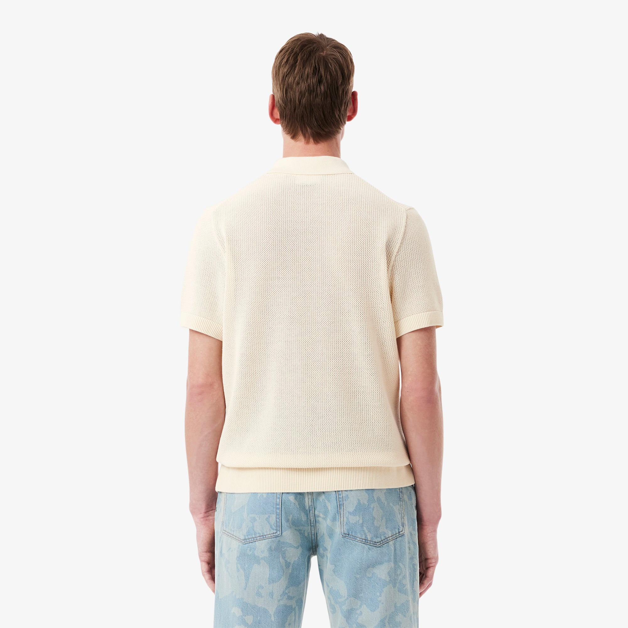 スウェット・トレーナー LACOSTE AH0730 Sweatshirts Sweaters Ivory Men's Made In France Polo Collar Sweater - Sweaters