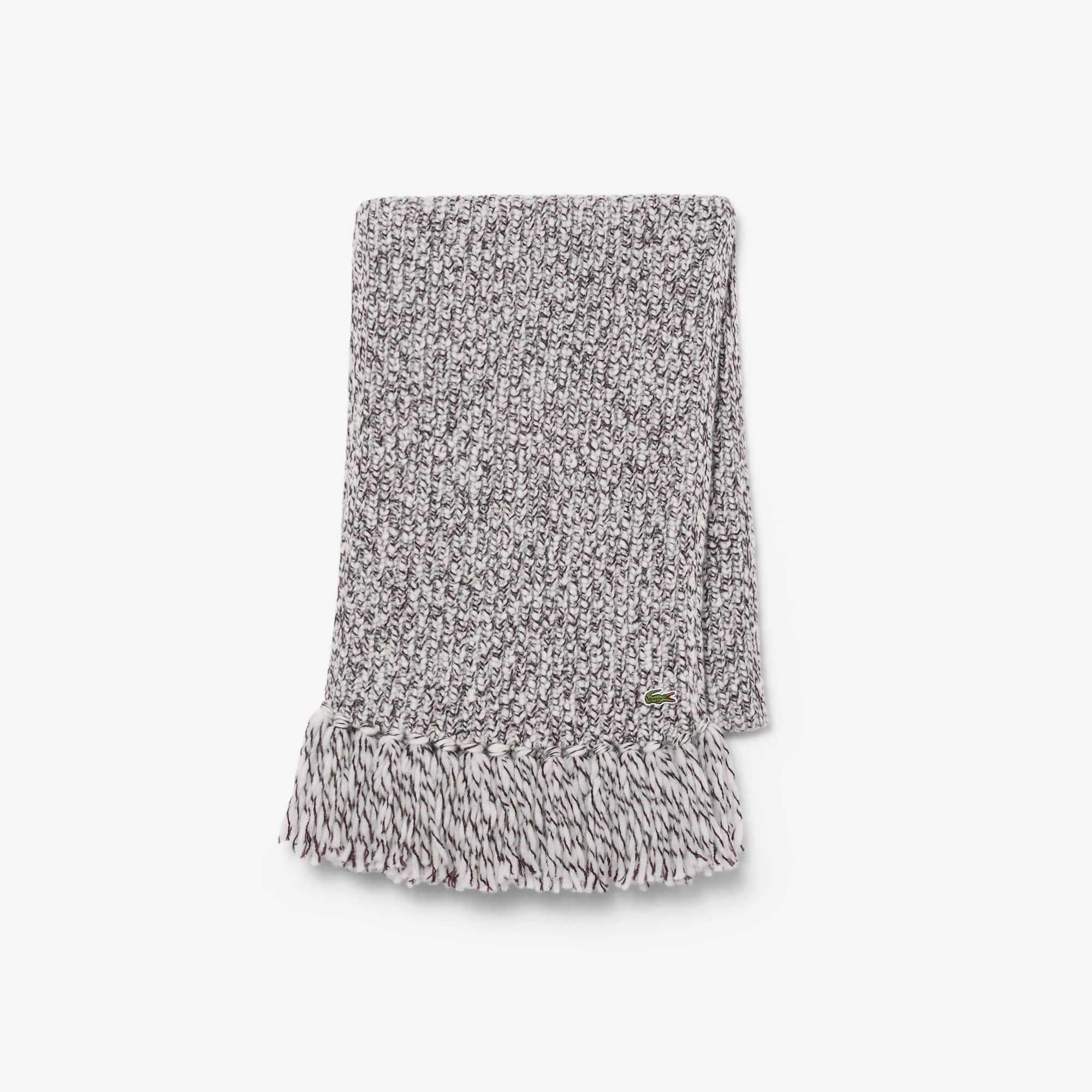 Mercerized Wool Blend Knit Scarf