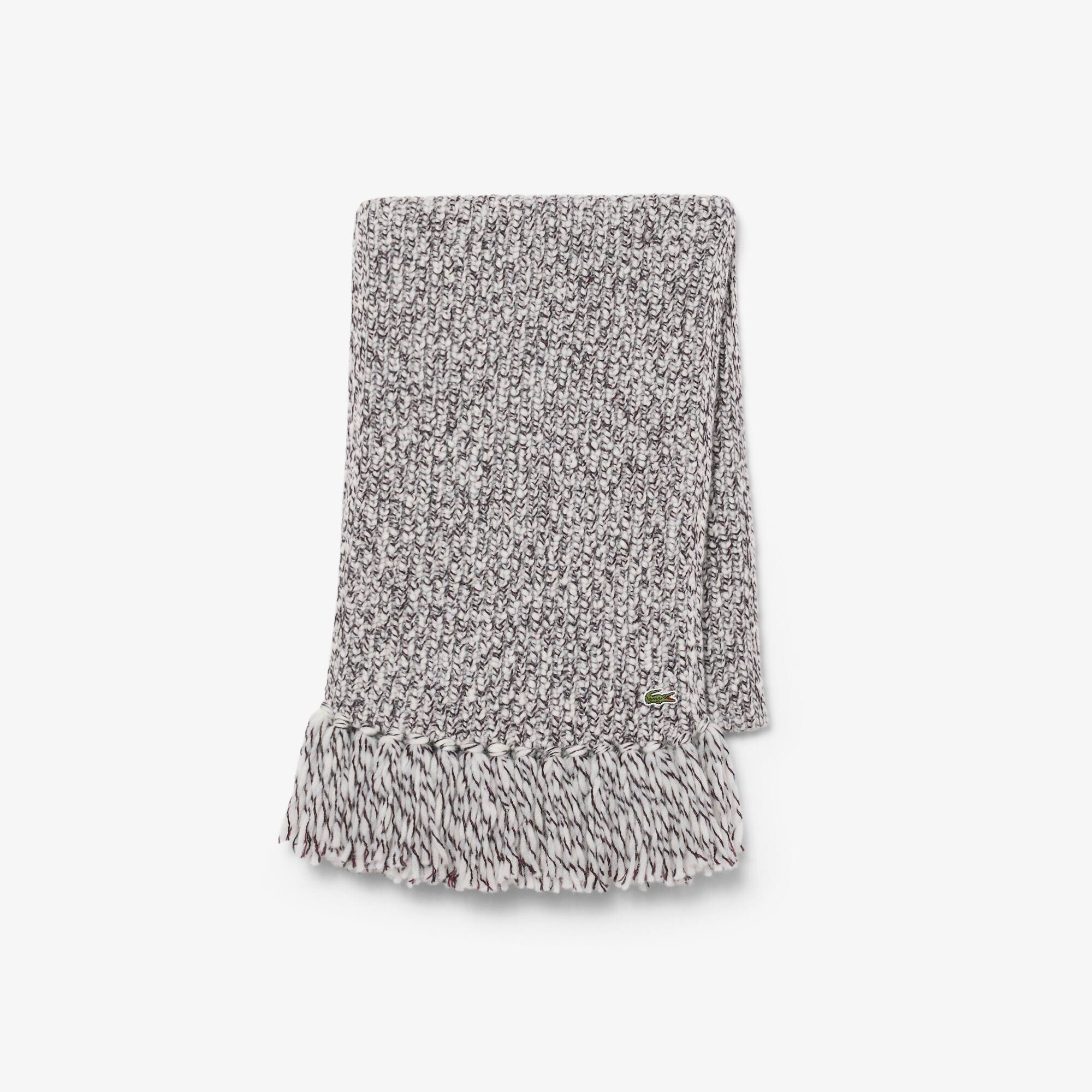 Mercerized Wool Blend Knit Scarf