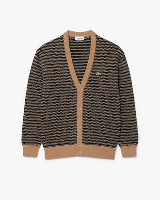 Relaxed Fit Striped Cotton Cardigan