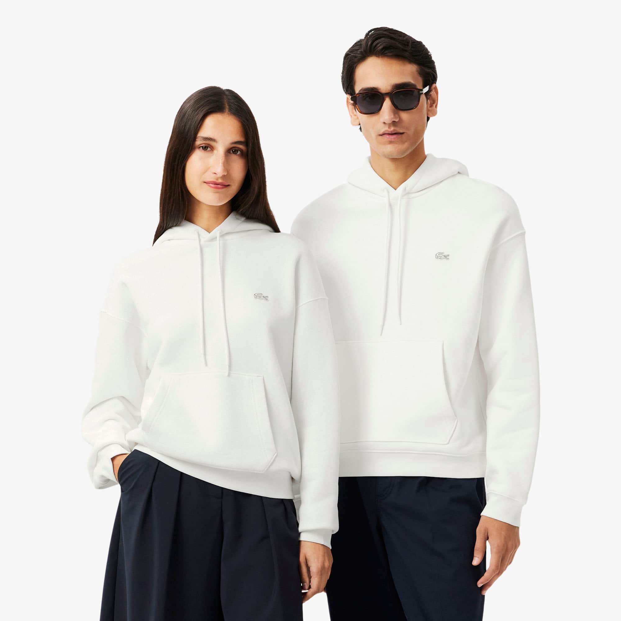Lacoste Unisex Heavy Fleece Hoodie - 3xl In White