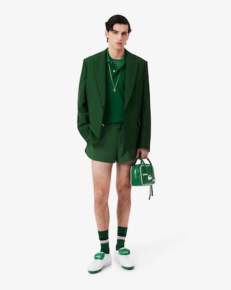 Runway Trim Accent Wool Shorts