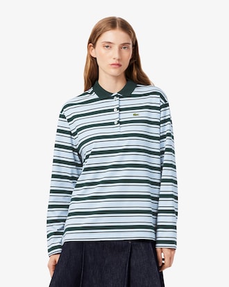 Polo Oversized de Manga Larga de Rayas