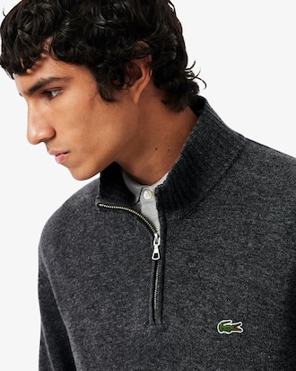 Men's Zip-Up High-Neck Wool Sweater 