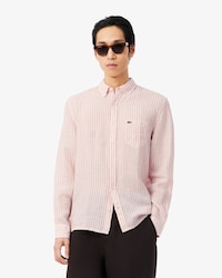 Men's Regular Fit Striped Linen Shirt
