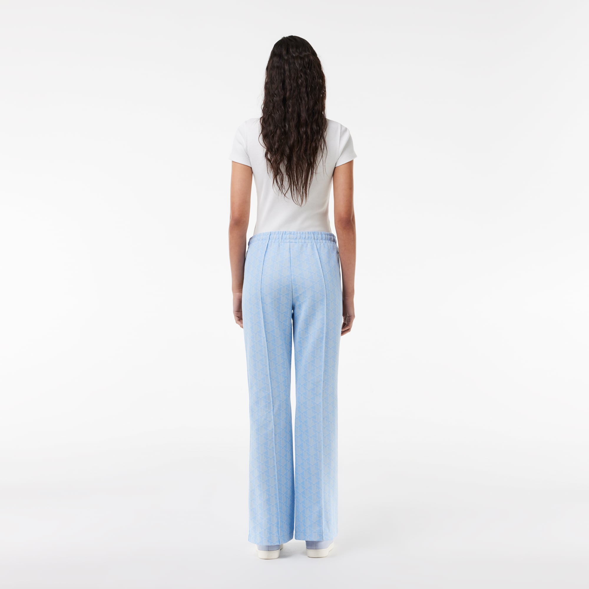 パンツ LACOSTE Women Straight Pants XF9313 GTI Brown Women's Flared Monogram Sweatpants - Pants & Leggings - New