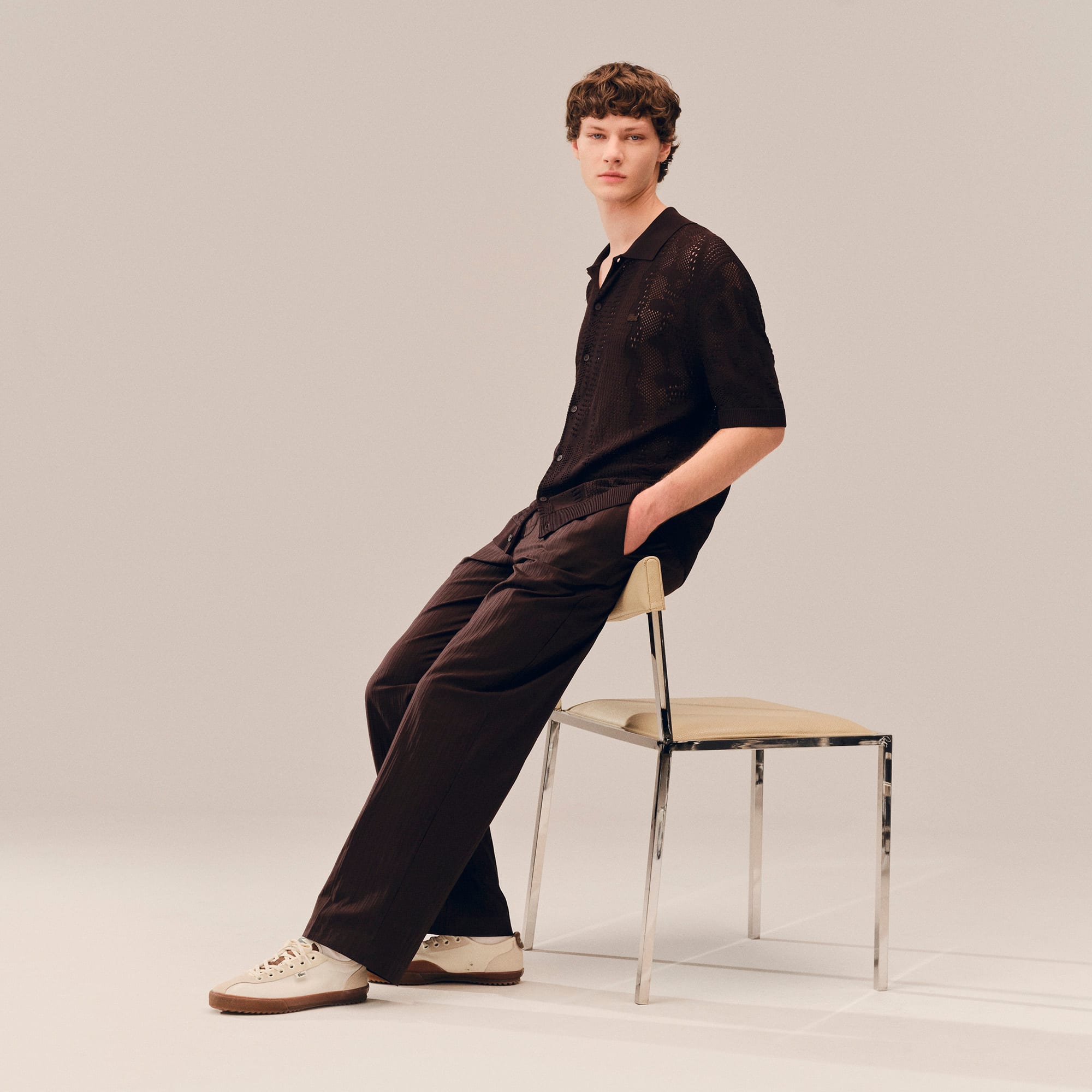 Straight Fit Striped Cotton Suit Pants