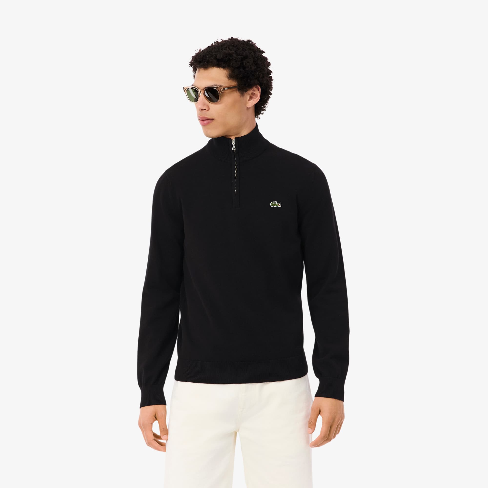 Men's Zip-Up High-Neck Cotton Sweater - Sweaters & Sweatshirts