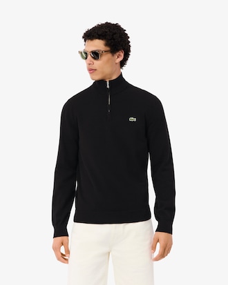 Men's Zip-Up High-Neck Cotton Sweater
