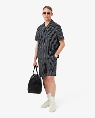 Crocodile Print Stripe Cotton Shorts