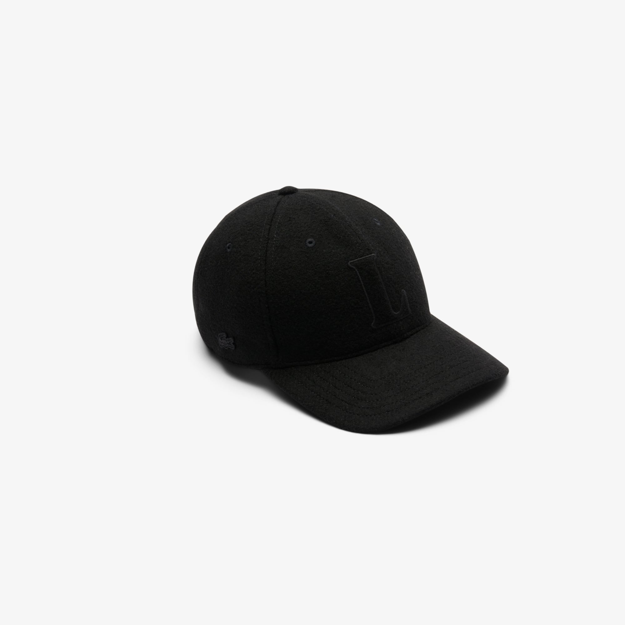 Lacoste Unisex Wool Felt Baseball Cap In Black