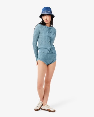 Women's Wash Effect Cable Knit Cardigan