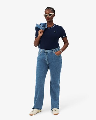 Jeans De Mezclilla Corte Recto