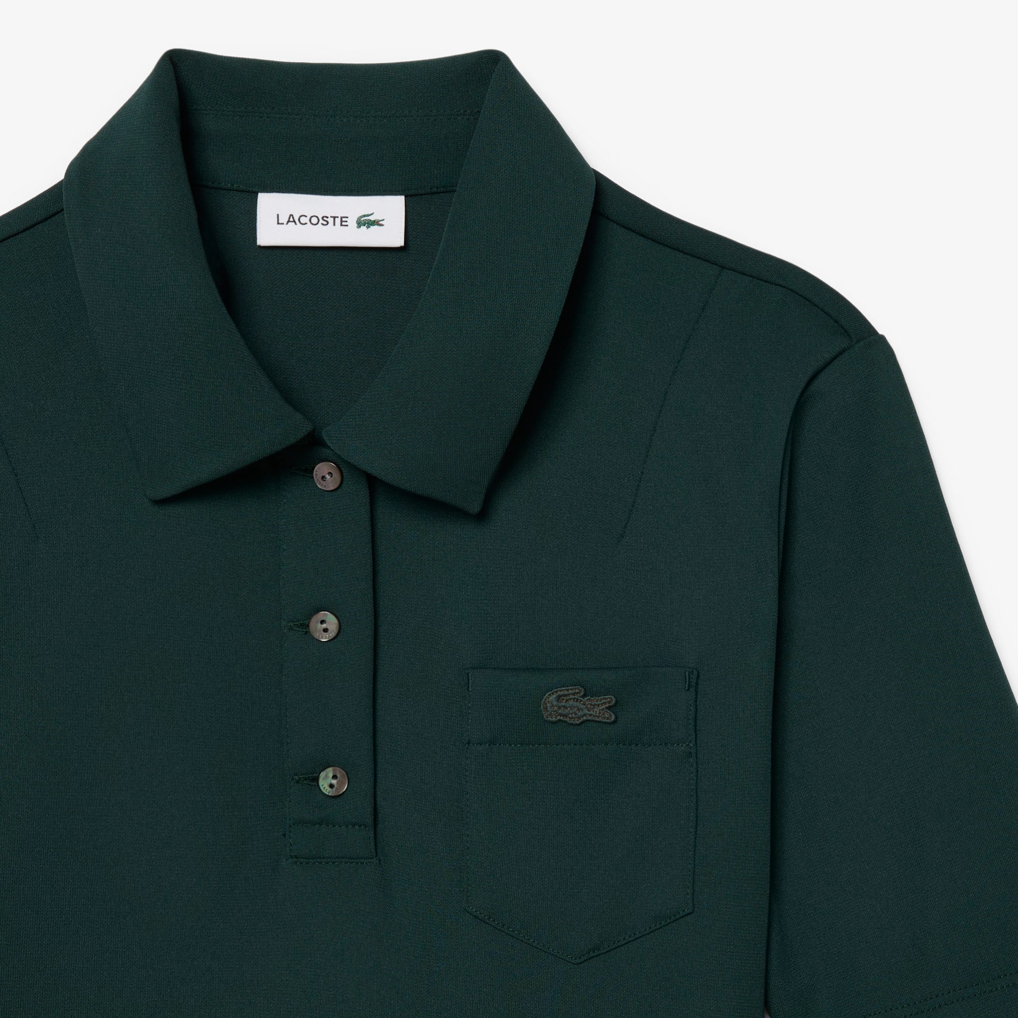 Pleated Fluid Jersey Polo Collar Dress