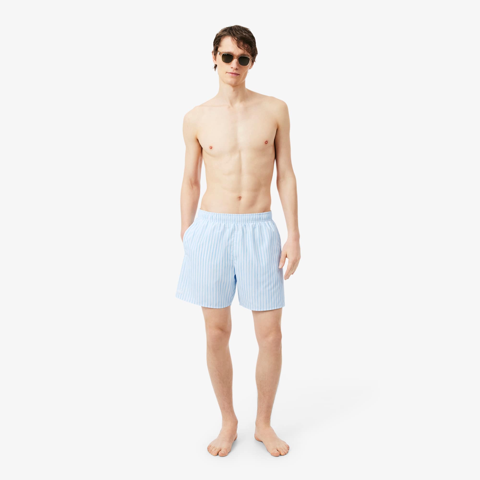 Lacoste Traje De Baño A Rayas Blanco